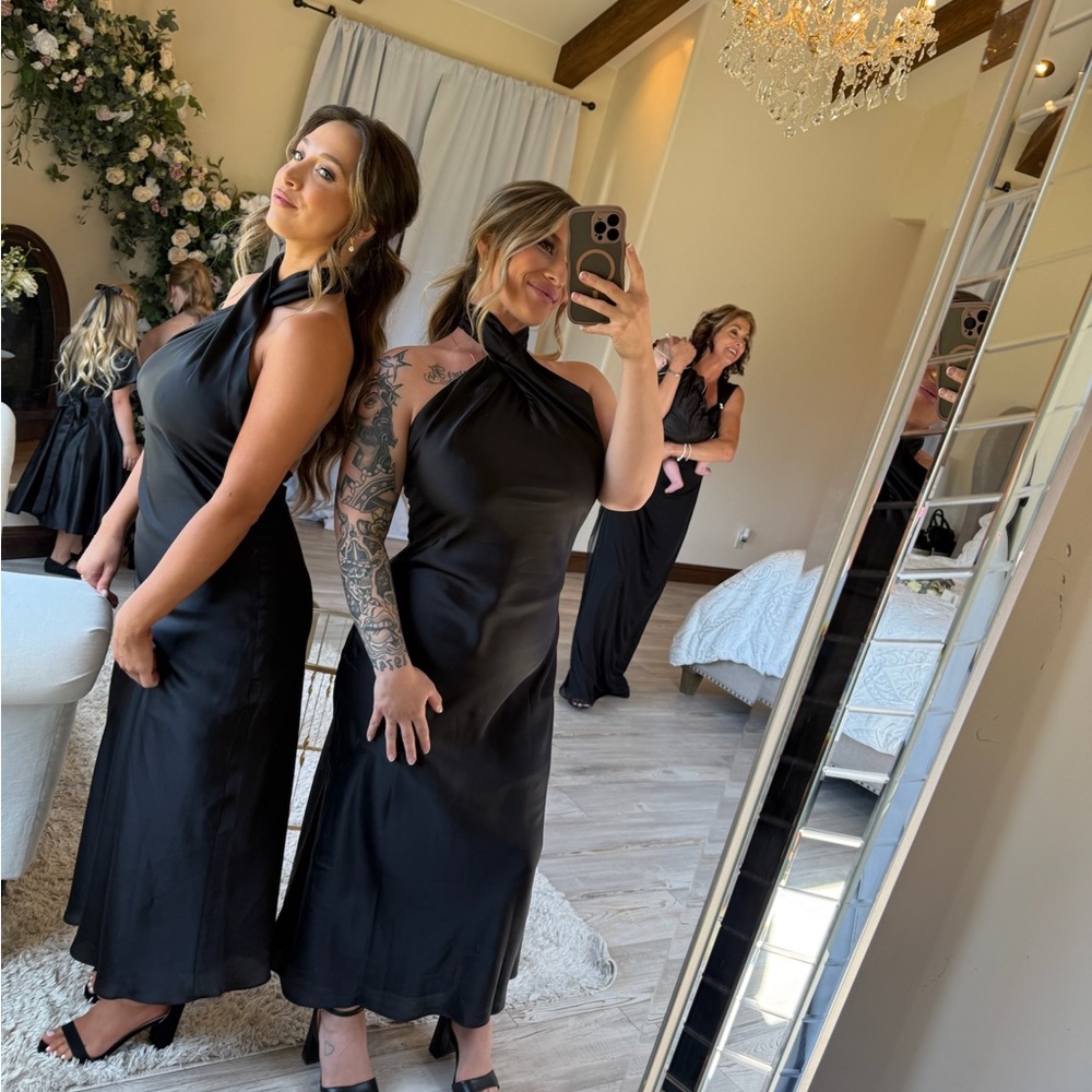 Show Me Your MuMu Black Satin Wedding Dress Jasmine Halter Dress - Picture 6 of 6